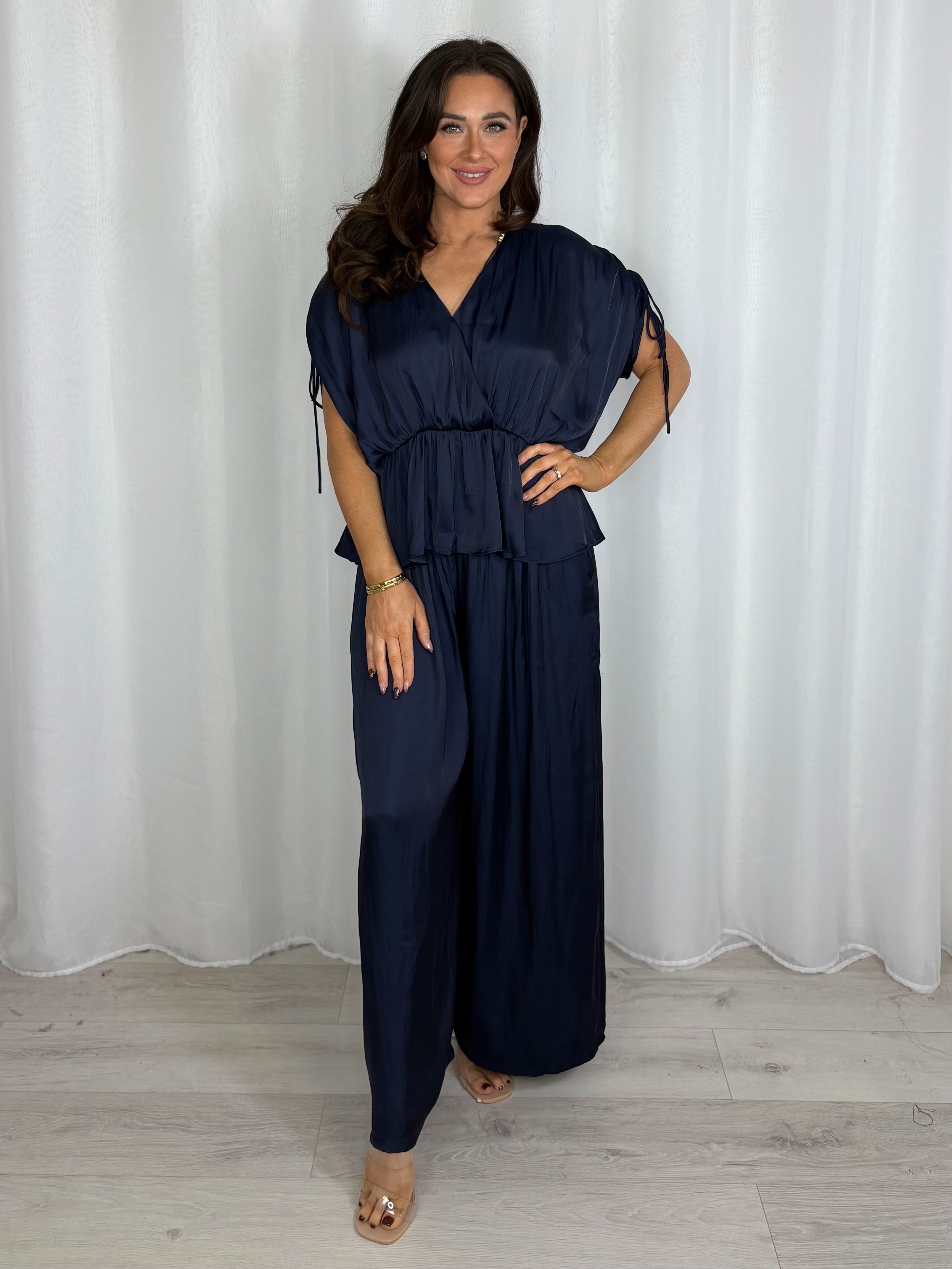 V-Neck Cinched Waist Top & Trouser Co-Ord (3 Colours)