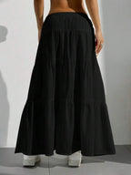 Women's Solid Color Tie Front Loose Skirt, Boho Bohemian Fashion Casual Maxi Long Skirt for Daily Wear, Holidays and Vacations, Summer Ladies Bottoms
