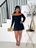 STEP IT UP LACED BACK MINI DRESS (BLACK)