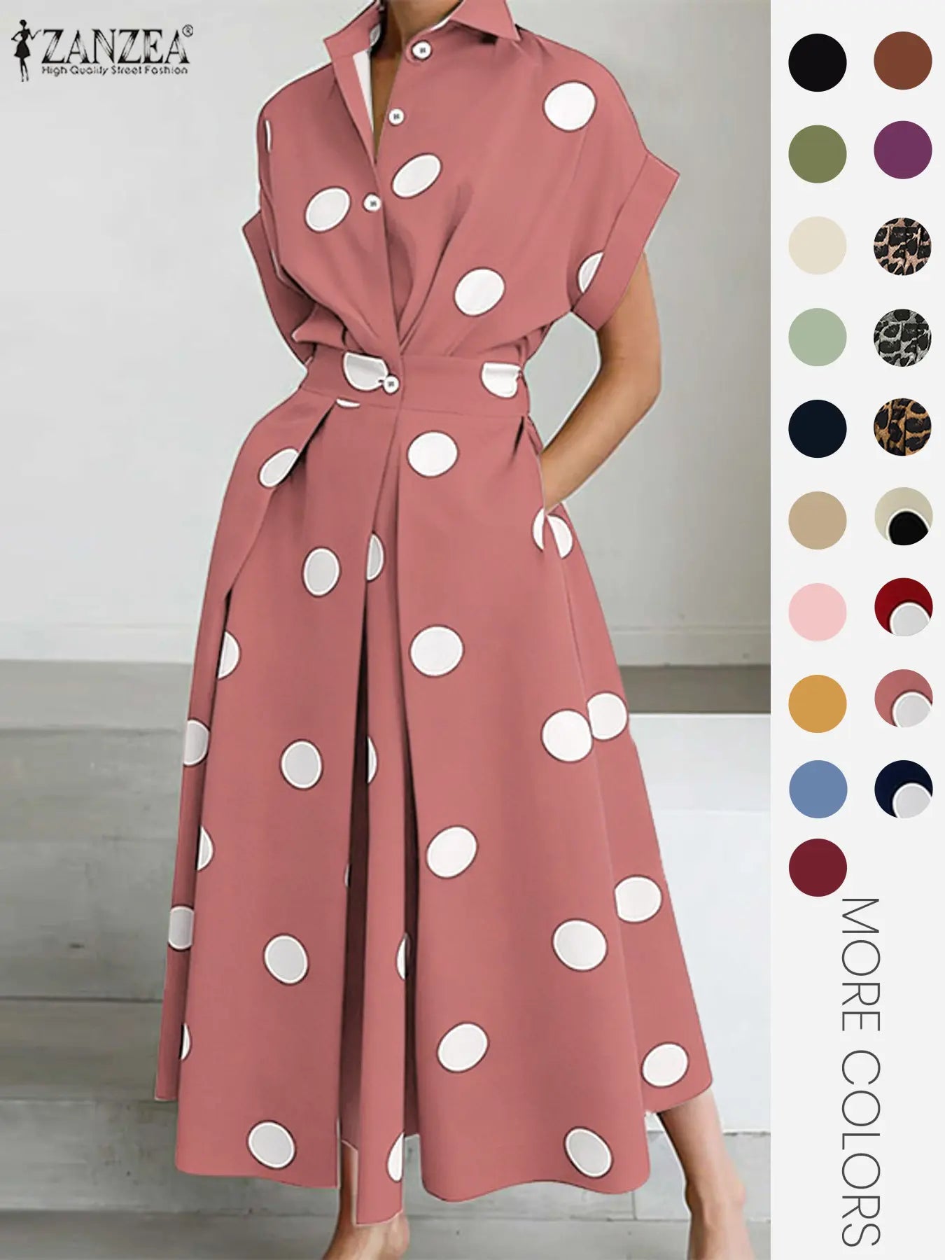 Women's Solid Color Woven Collared Shirt Dress, Basic Casual Short Sleeve Dress for Summer, Ladies Clothes for Daily Wear, Womenswear Fit, Piece, Buttoned Dress