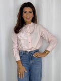 Grandad Collar Flower Beaded Shirt (2 Colours)