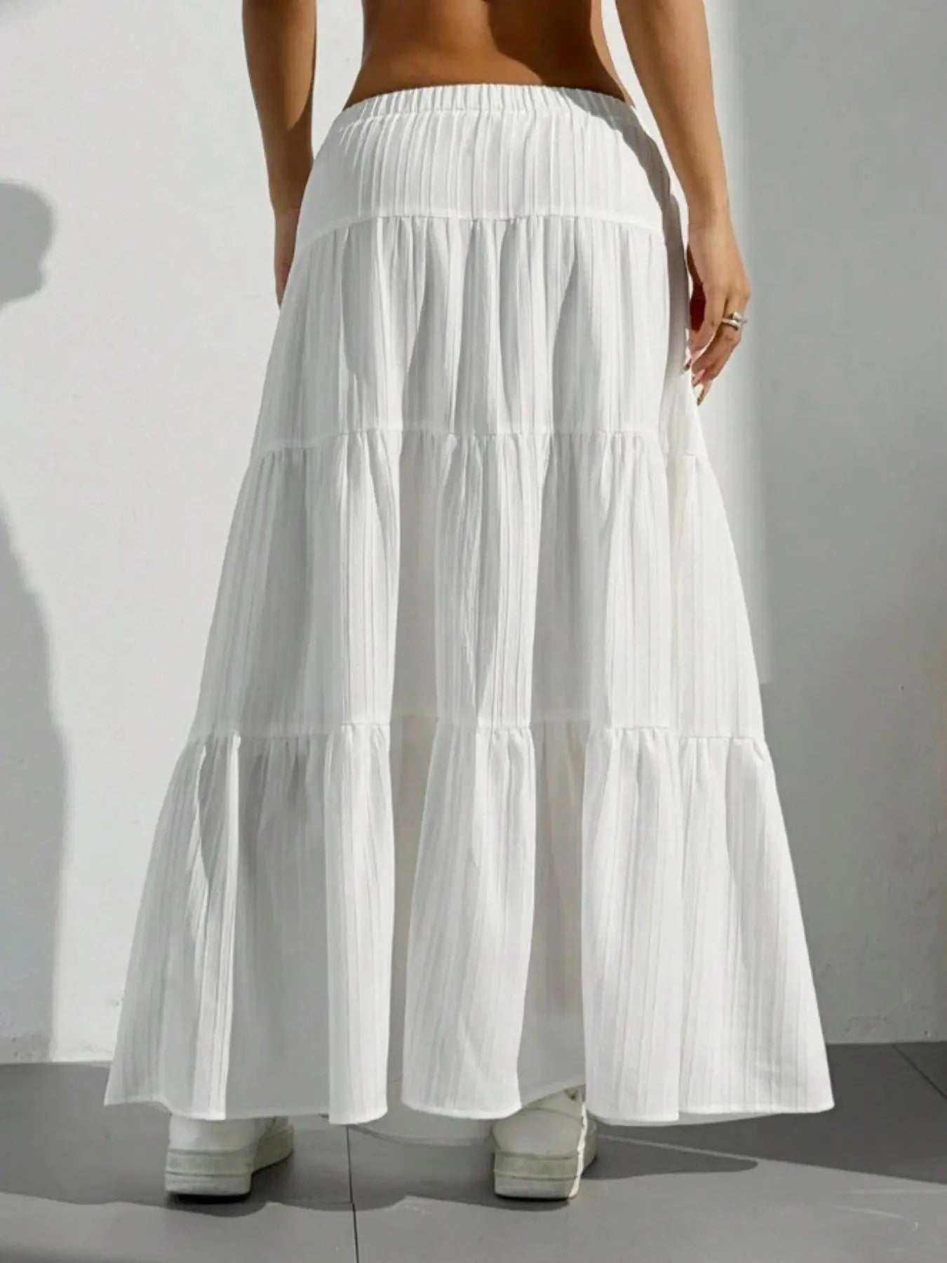 Women's Solid Color Tie Front Loose Skirt, Boho Bohemian Fashion Casual Maxi Long Skirt for Daily Wear, Holidays and Vacations, Summer Ladies Bottoms
