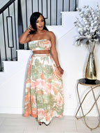 CITY GIRL VIBE  STRAPLESS TOP AND MAXI SKIRT SET