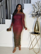 KEEP THEM FALLING OFF MESH LONG SLEEVE DRESS