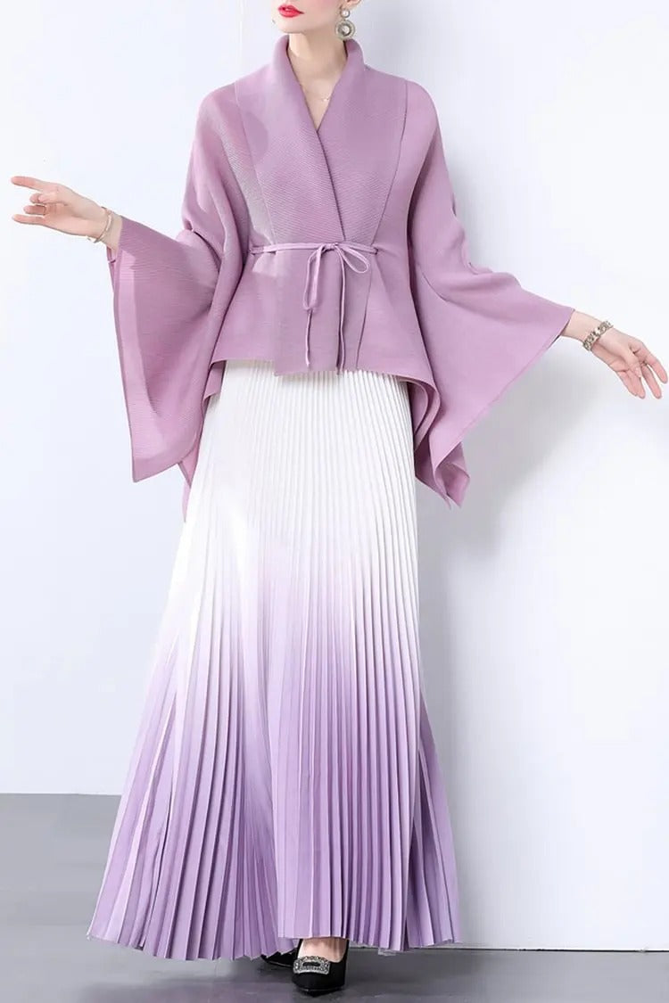 Elegant Pleated Skirt Two-Piece Set