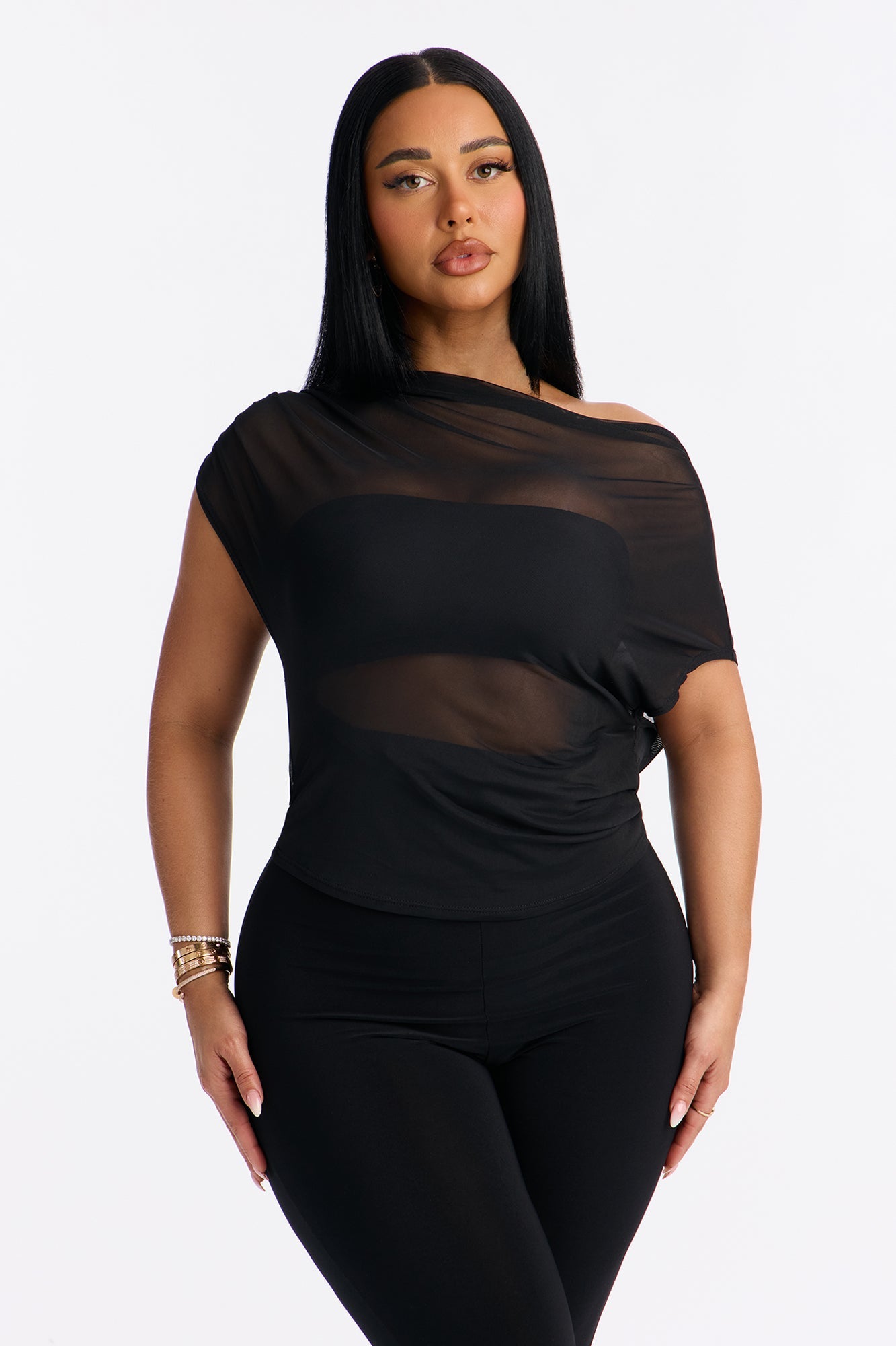 Breanna Mesh Capri Leg Jumpsuit - Black