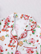 Women's Cute Strawberry Pattern Print Sleepwear Set