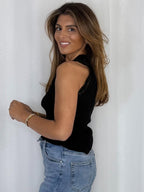 Ribbed Lace Trim Sleeveless Vest (6 Colours)