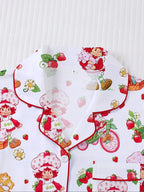 Women's Strawberry Cartoon Print Sleepwear Loungewear Set