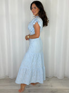 V-Neck Frill Detail Pearl Button Top And Skirt Co-Ord (3 Colours)