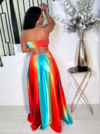 FLAMIN HOT MAXI CUTOUT DRESS