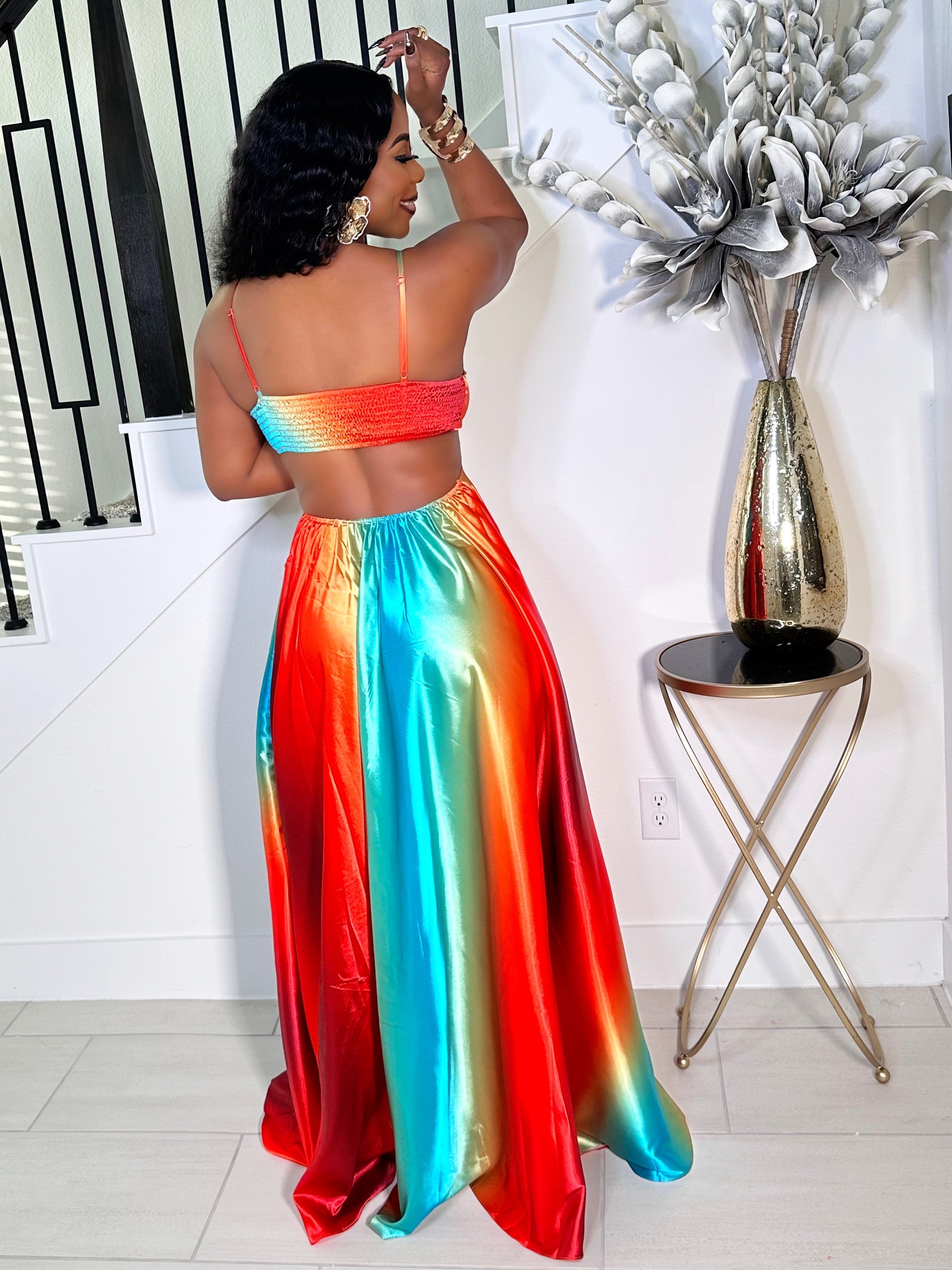 FLAMIN HOT MAXI CUTOUT DRESS