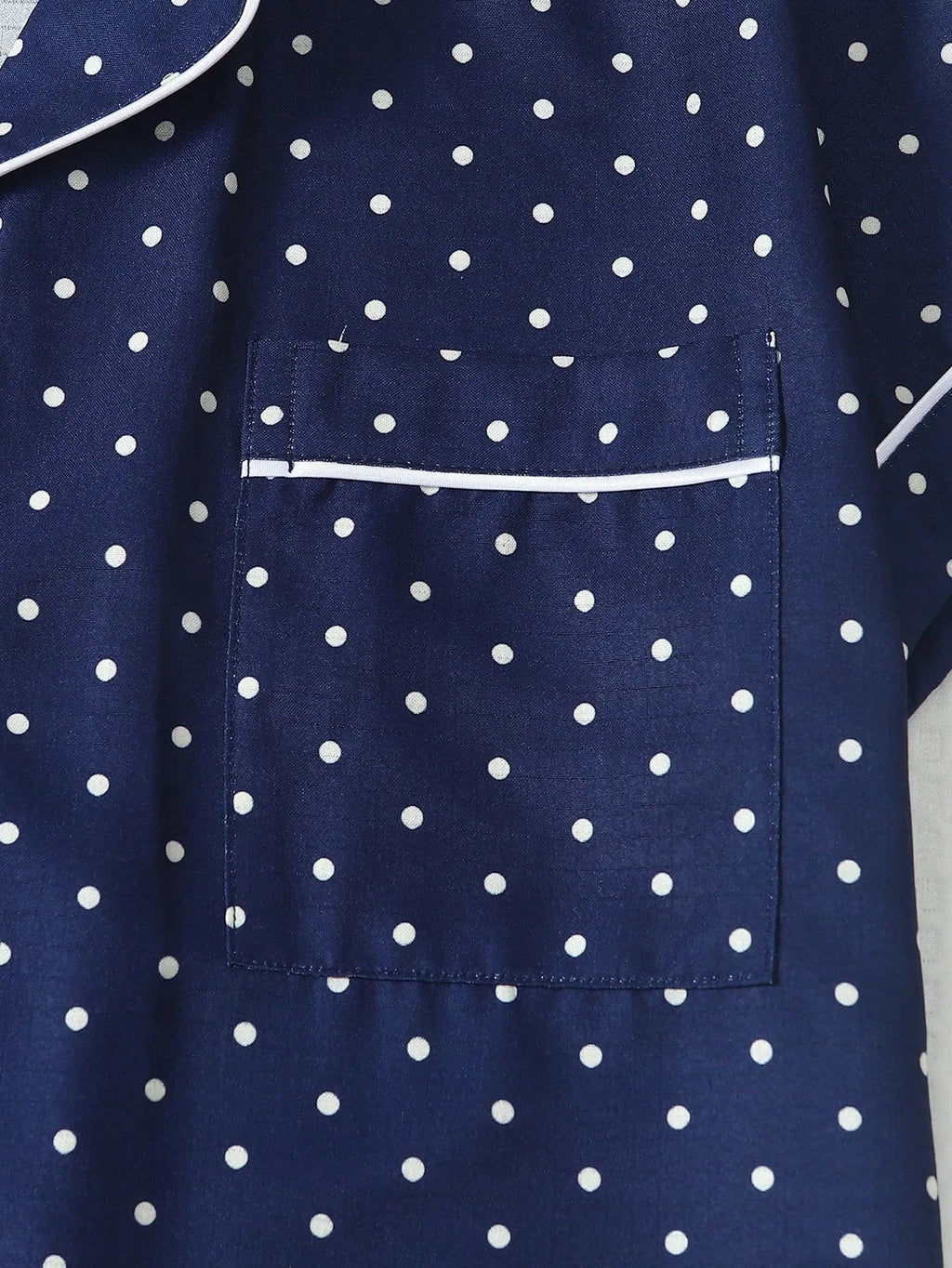 2pcs/Set Women's Mini Polka Dot Printed Pajama Set With Contrast Trim Button-Down Shirt And Bowknot Shorts, Perfect For Home Wear In Summer White Set,Two Pieces Set