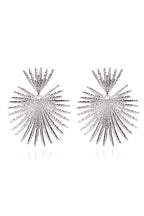 Metallic Sheen Textured Fan Shaped Fashionable Dangle Earrings