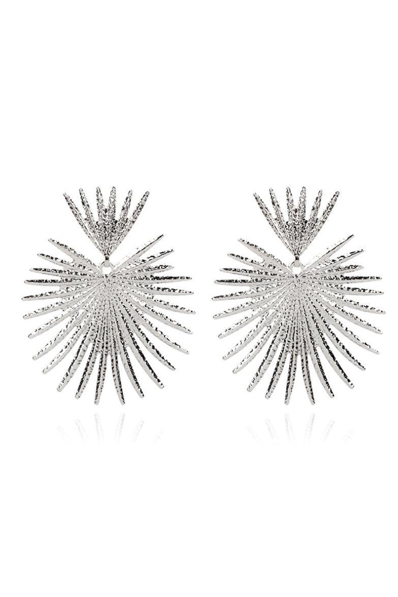 Metallic Sheen Textured Fan Shaped Fashionable Dangle Earrings