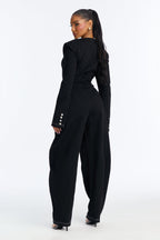 Dasha Twill Lace Up Barrel Jumpsuit - Black