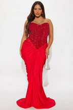 Can't Look Away Ruched Sequin Gown
