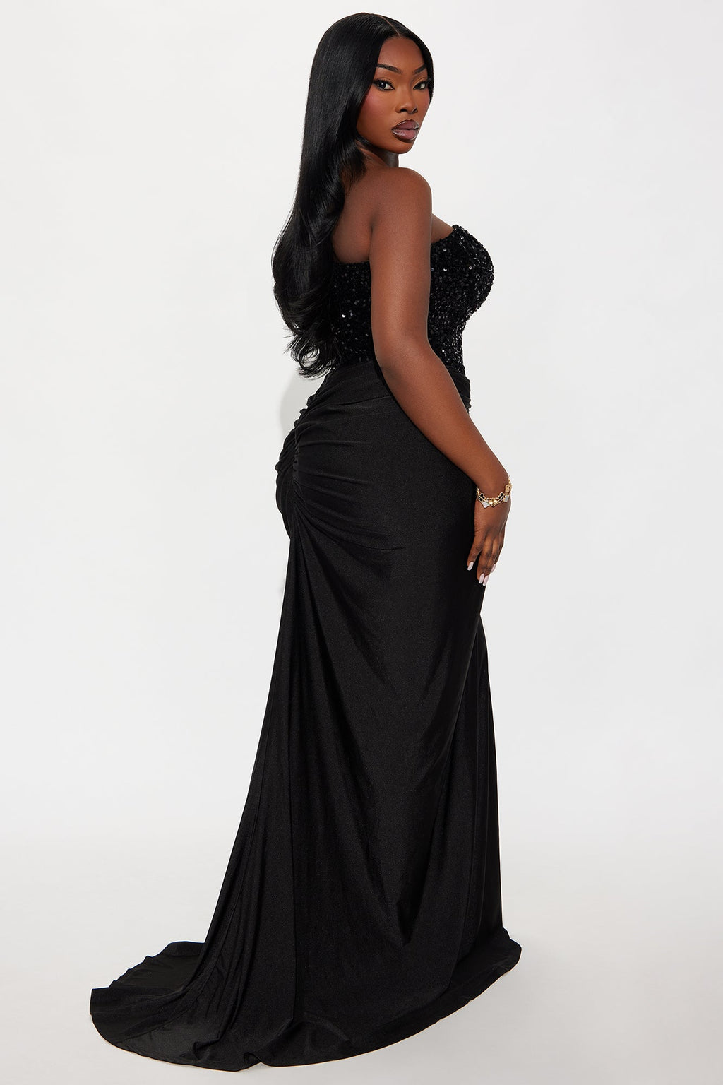 Can't Look Away Ruched Sequin Gown