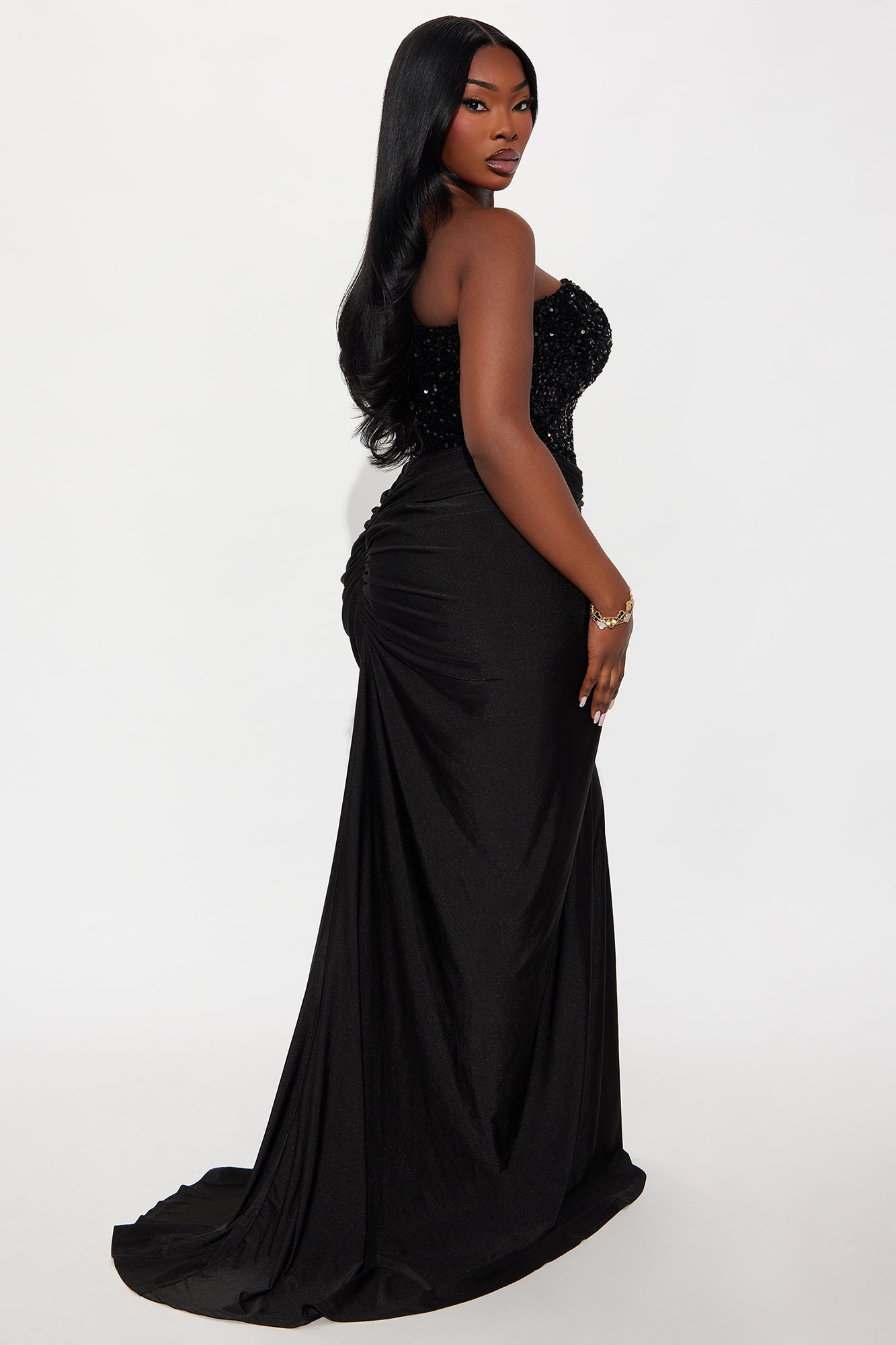 Can't Look Away Ruched Sequin Gown