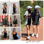 Women's Summer Sleeveless Mini Dress V Neck Spaghetti Straps Athletic Built-in Shorts Sundress SummerVibes