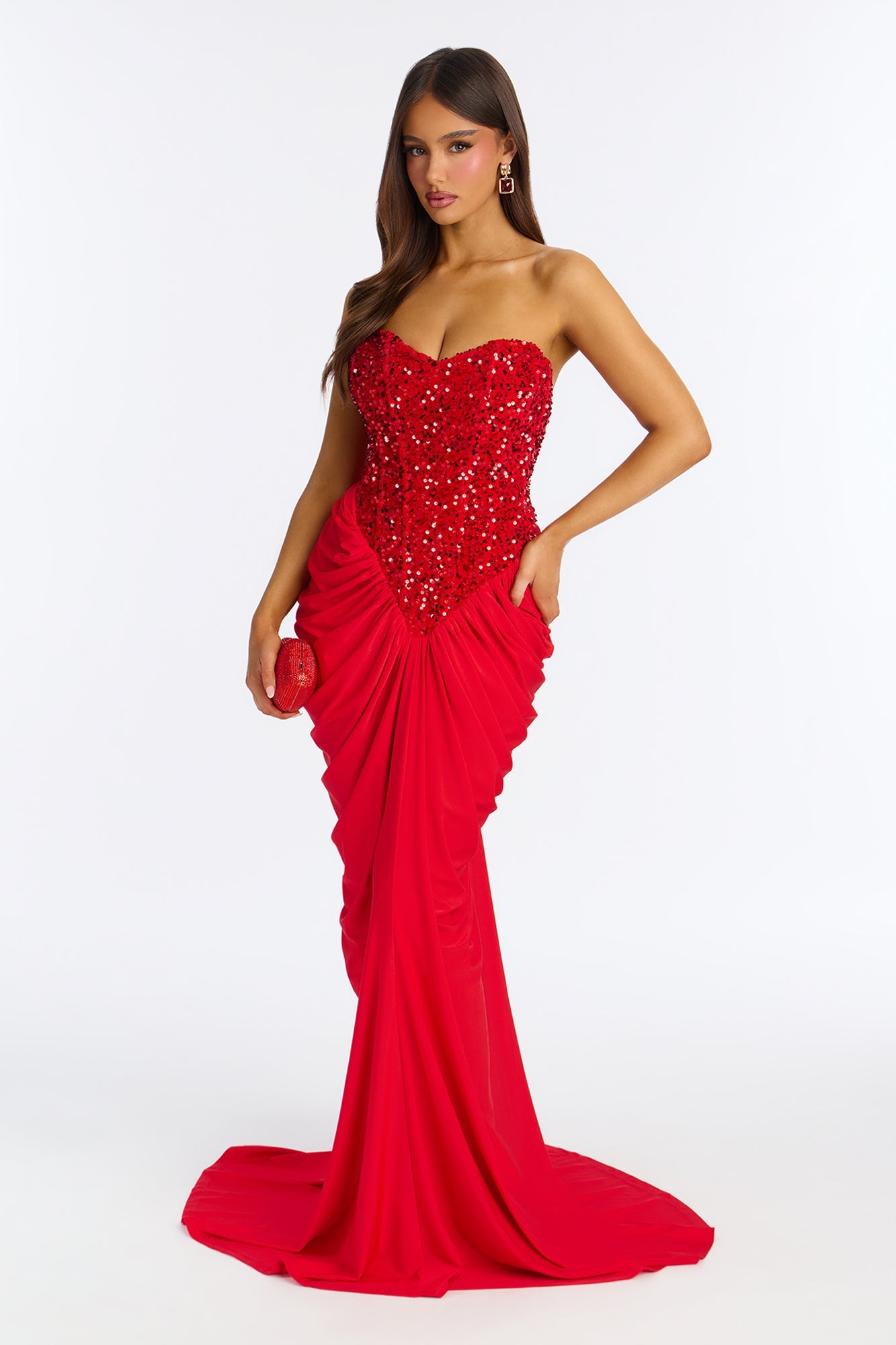 Can't Look Away Ruched Sequin Gown