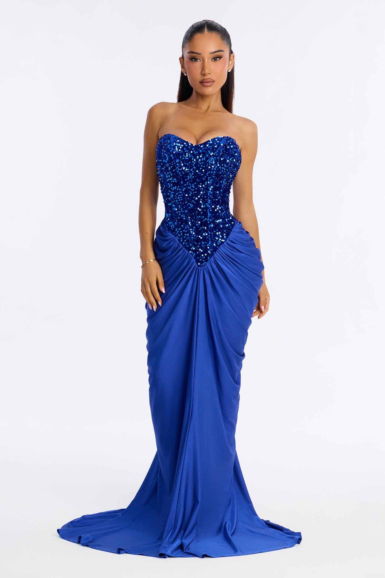Can't Look Away Ruched Sequin Gown