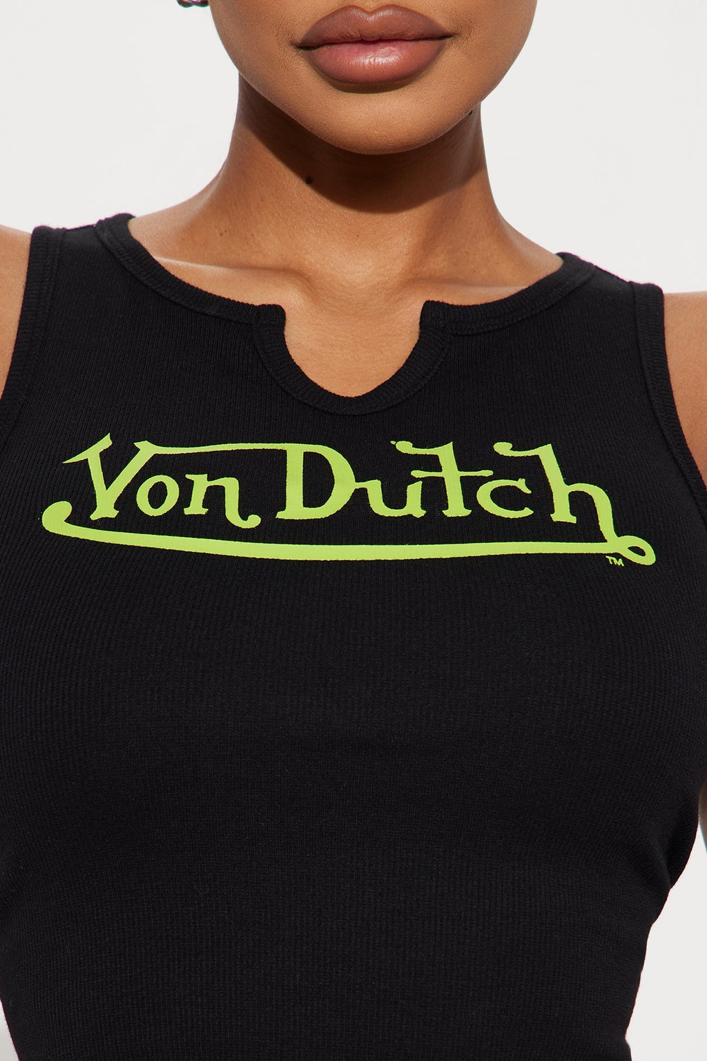 Von Dutch Ribbed Notch Neck Tank Top