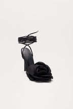 Love Is Blooming Heeled Sandals - Black