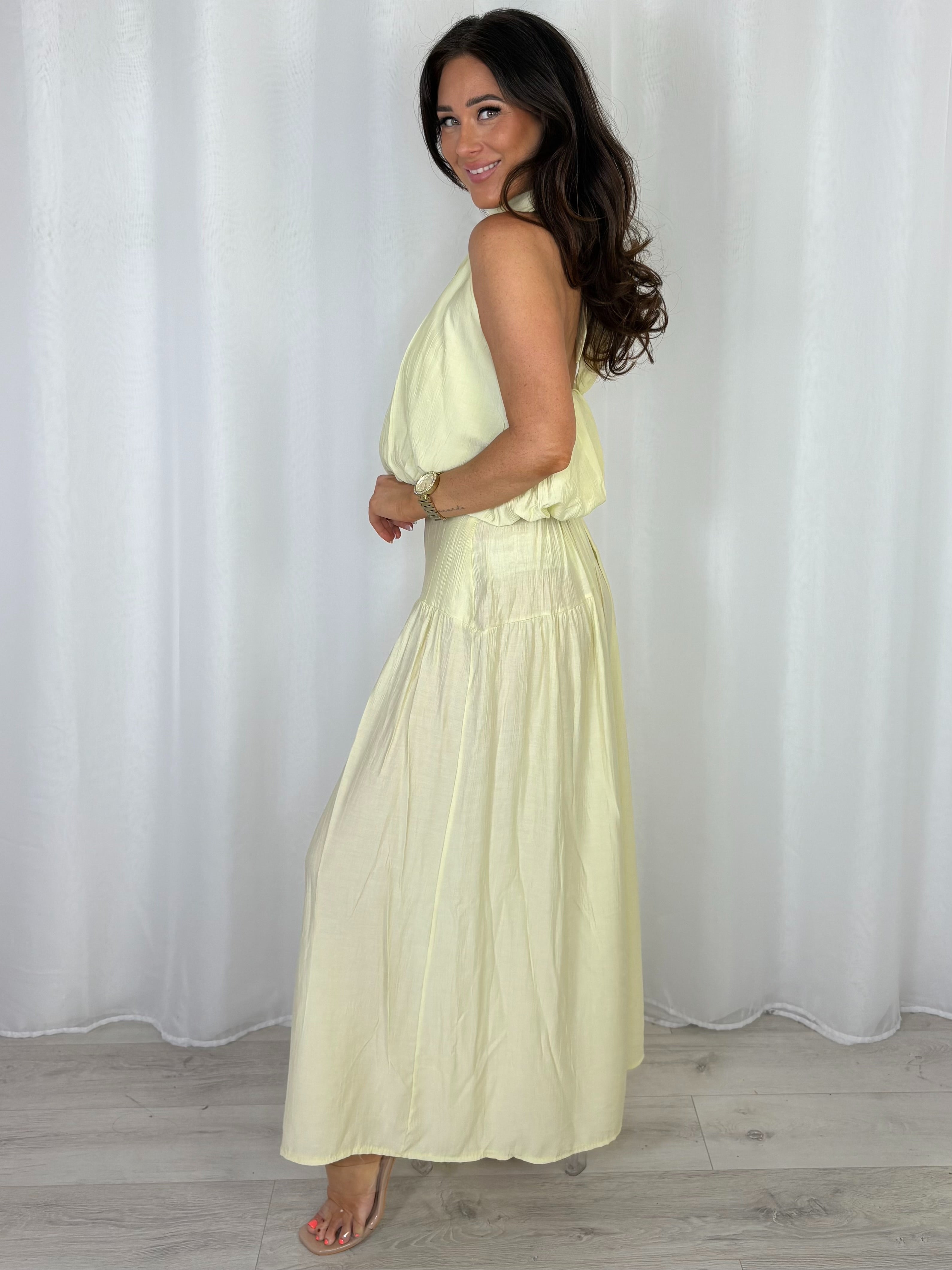 Halter Neck Balloon Style Top And Maxi Skirt Co-Ord (5 Colours)