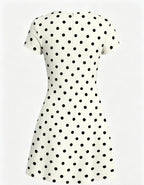 Women's Short Sleeve Summer Dress with Leopard Pattern, Digital Print Midi Dress, Polka Dot Print, Boho Style, Bohemian, Casual Wear, Crewneck, Womenswear