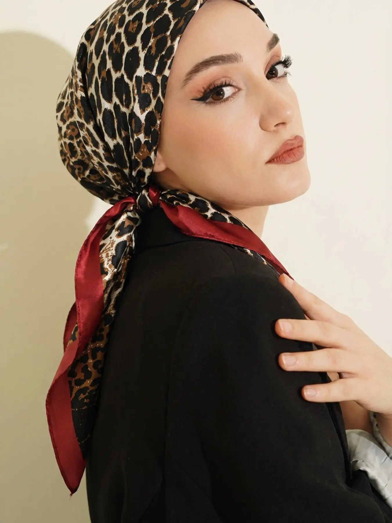 Women's Square Hijab Scarf - Color Block Print Turban