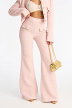 Mary Jane Wide Leg Tweed Pants - Pink