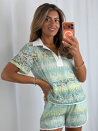 White Trim Pattered Shorts Set (3 Colours)