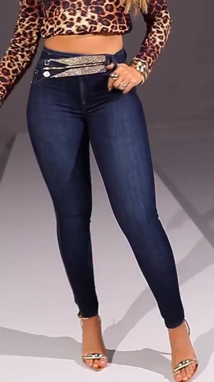 Women High Waisted Washed Casual Jeans
