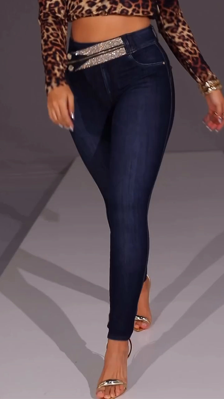 Women High Waisted Washed Casual Jeans