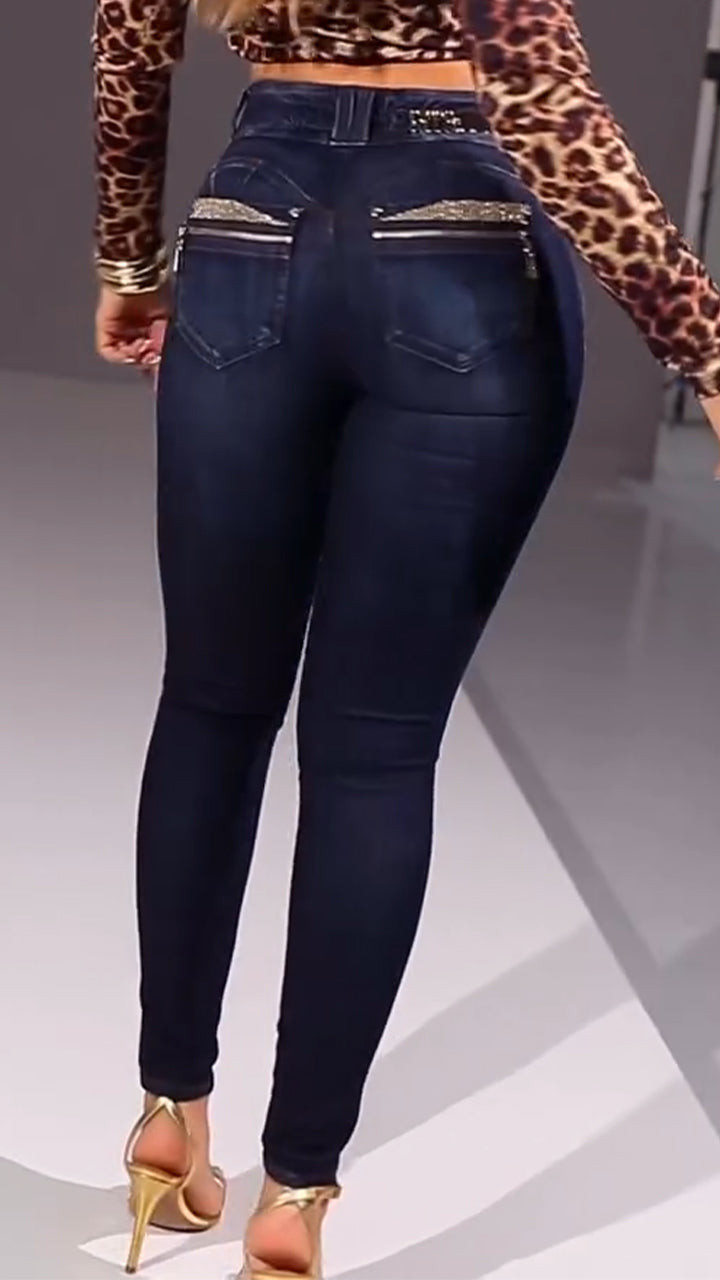 Women High Waisted Washed Casual Jeans