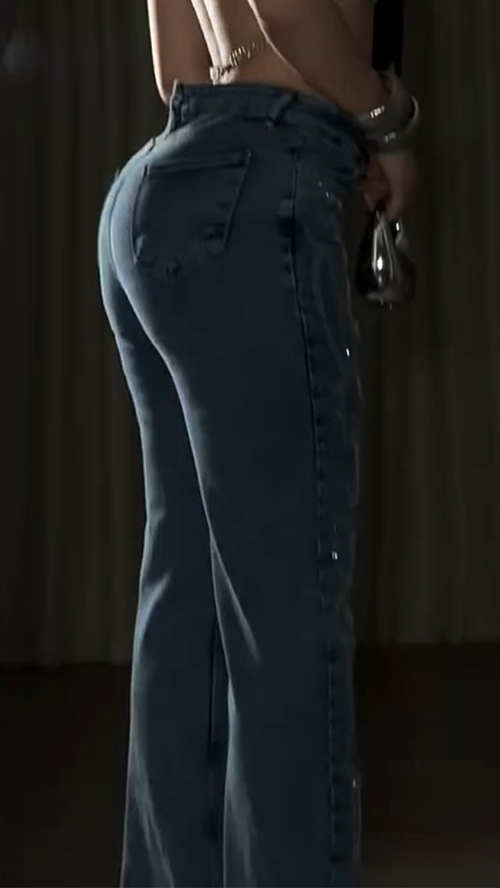 Women Rhinestone Sparkling Casual Jeans
