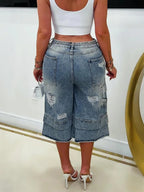 Women Patchwork Ripped Casual Jeans