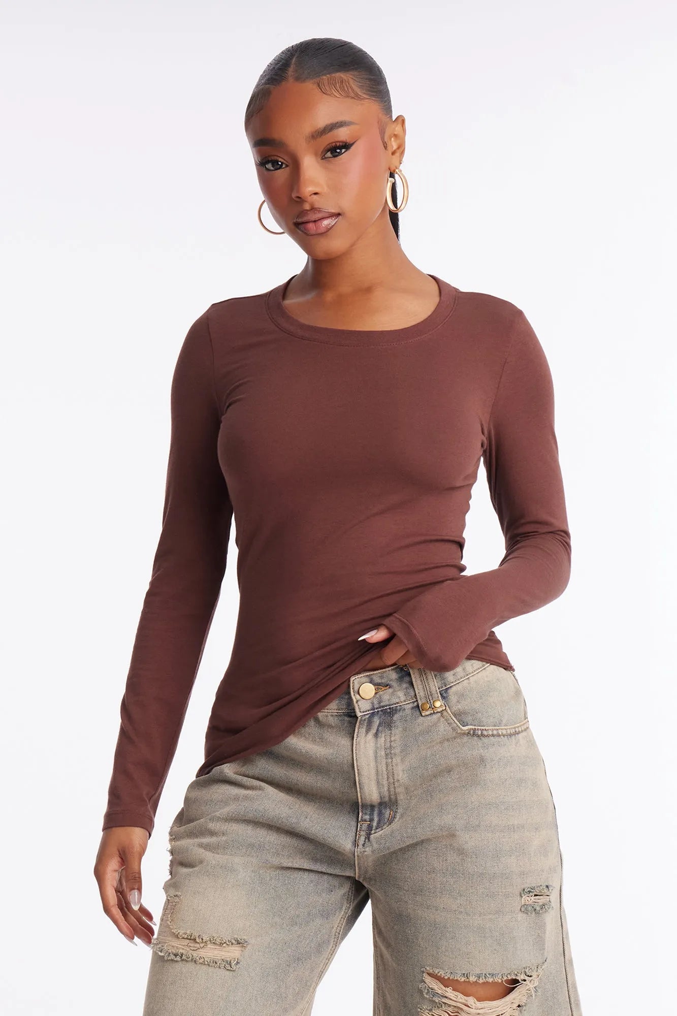 Sabrina Long Sleeve Tee - Camel