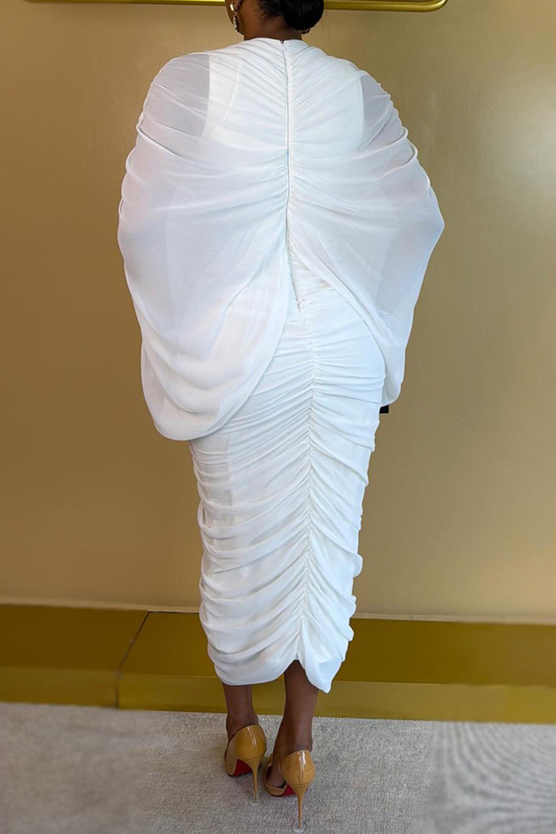 Women's Elegant Party Cutout Pleated Midi Dress
