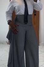 Women Strapless and Waist Cinching Top + Patchwork Pants Temperament Commuting Formal Suit