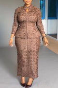 Women Round Neck Waist Cinched Jacket+ Half Skirt Elegant Temperament Commuting Formal Suit
