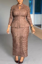Women Round Neck Waist Cinched Jacket+ Half Skirt Elegant Temperament Commuting Formal Suit