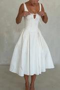 Women's Elegant Pleated Hem Cami Dress