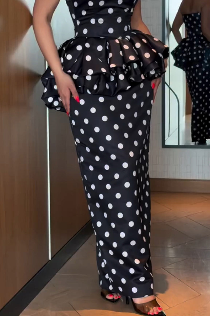 Women's Elegant Bustier Polka Dot Vest or Skirt