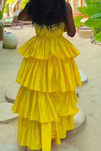 Women Neck Hanging Top + Patchwork Half Skirt Elegant Casual Vacation Casual Style Set