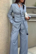 Women's Fashion Commuter Stripe Blazer with Tie or Pants