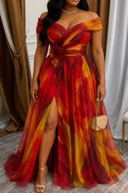 Women's Colorful Off Shoulder Long Party Dress