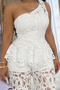 Women's Lace Off Shoulder Party Top Or Openwork Lace Trousers