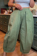 Women's Casual Wide Leg Loose Fitting Cropped Trousers